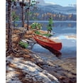 thumbnail image 1 of Red Canoe on River Paint by Numbers, 1 of 7