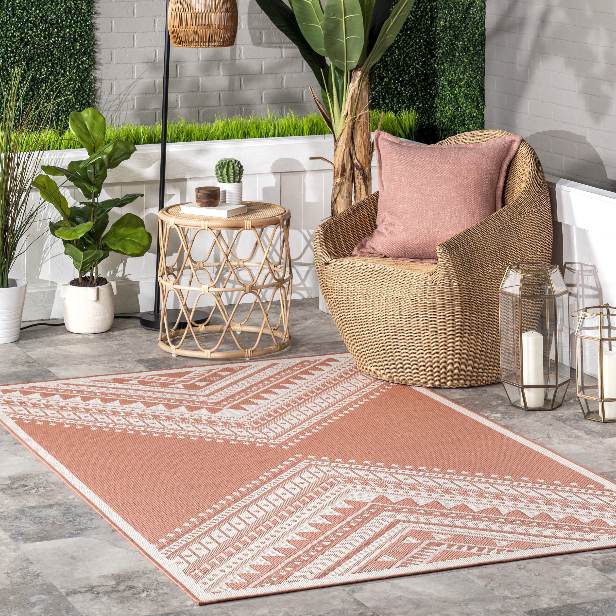 nuLOOM Landry Aztec Indoor/Outdoor Area Rug, 5' x 8', Brick