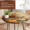 thumbnail image 5 of Round Table Cover 36-44 Inch Retro Pumpkins Fall Waterproof Reusable Table Cloth Round Fitted Vinyl Tablecloth with Elastic Edged for Parties Outdoors, Thanksgiving Chrysanthemum Leaves, 5 of 9