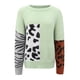 thumbnail image 5 of Suéter de leopardo en contraste de manga larga con cuello redondo de punto de visón de imitación para mujer Fridja  hjk567, 5 of 7