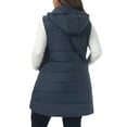 thumbnail image 3 of Agnes Orinda Women's Plus Size Quilted Long Vest Hooded Zip up Puffer Jacket with Pockets 1X Navy Blue, 3 of 6