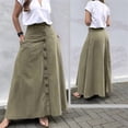 thumbnail image 5 of Women Button Down Maxi Skirts High Waist A-Line Pleated Long Skirts with Pockets Green XL, 5 of 7