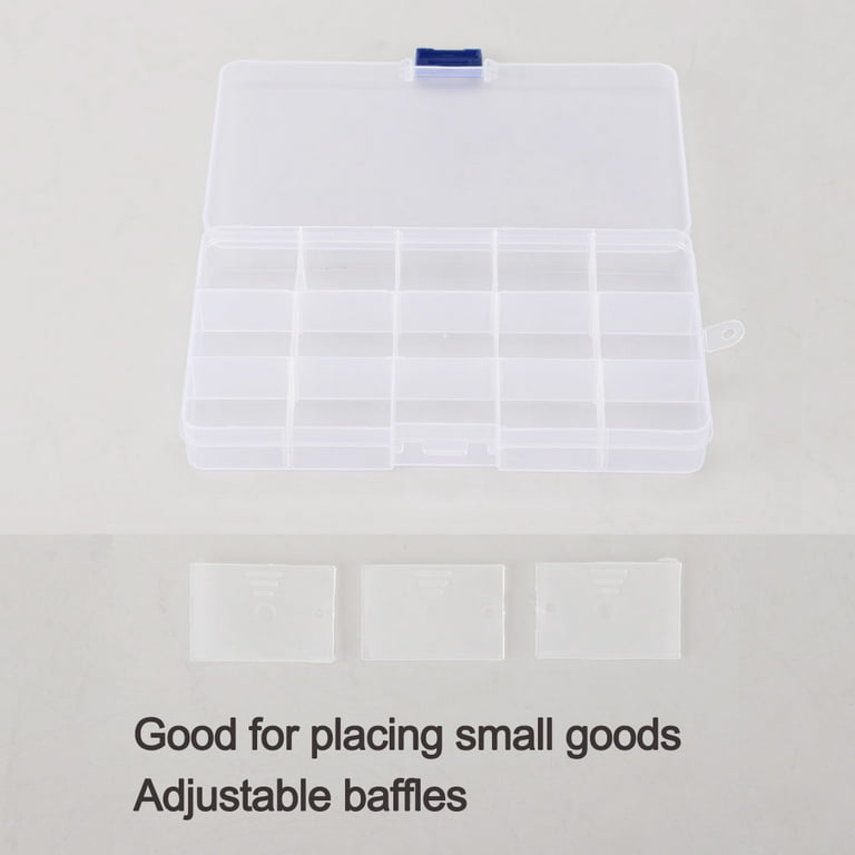 Plastic Grid Storage Box 15 Grids Clear Storage Transparent Container  Compartment Box with Removeable Dividers 