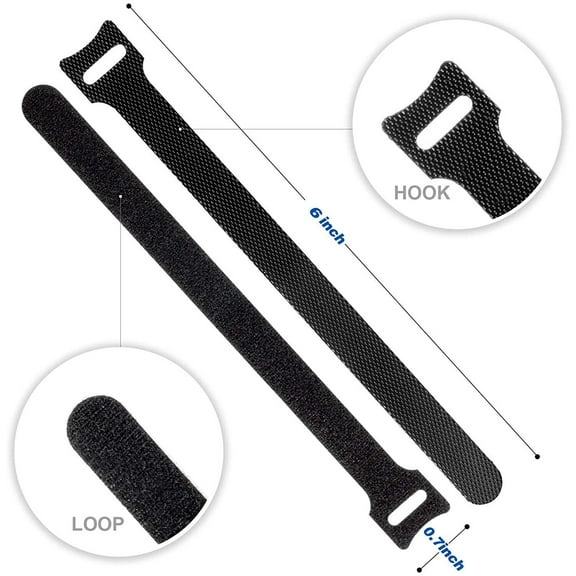 100 Cable Straps black Wire Cord Hook Loop Ties Reusable Fastening Organizer-Lot