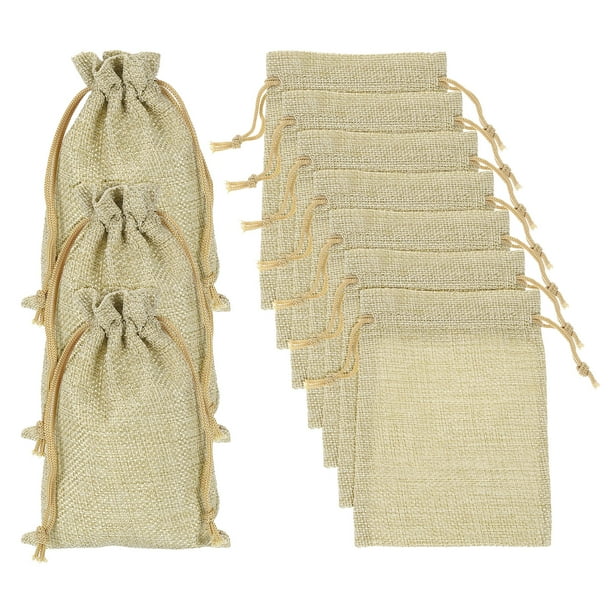Bolsas de Yute Uxcell con Cordón, Sacos de Favor, Bolsas de Joyería para Regalos, Beige Gris
