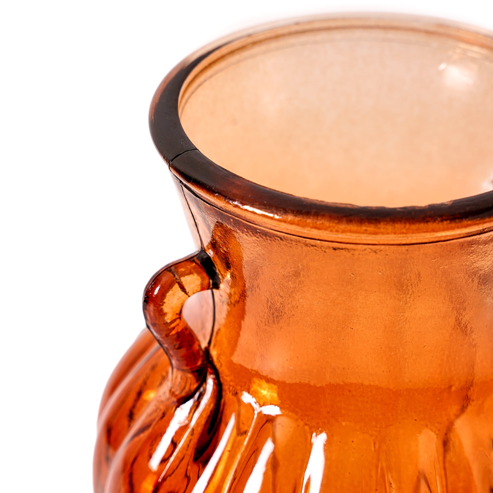 (2 pack) Beautiful Amber Glass Flower Vase for Fresh or Artificial Flowers - Home Decor Centerpiece by Drew Barrymore 8" X 5"