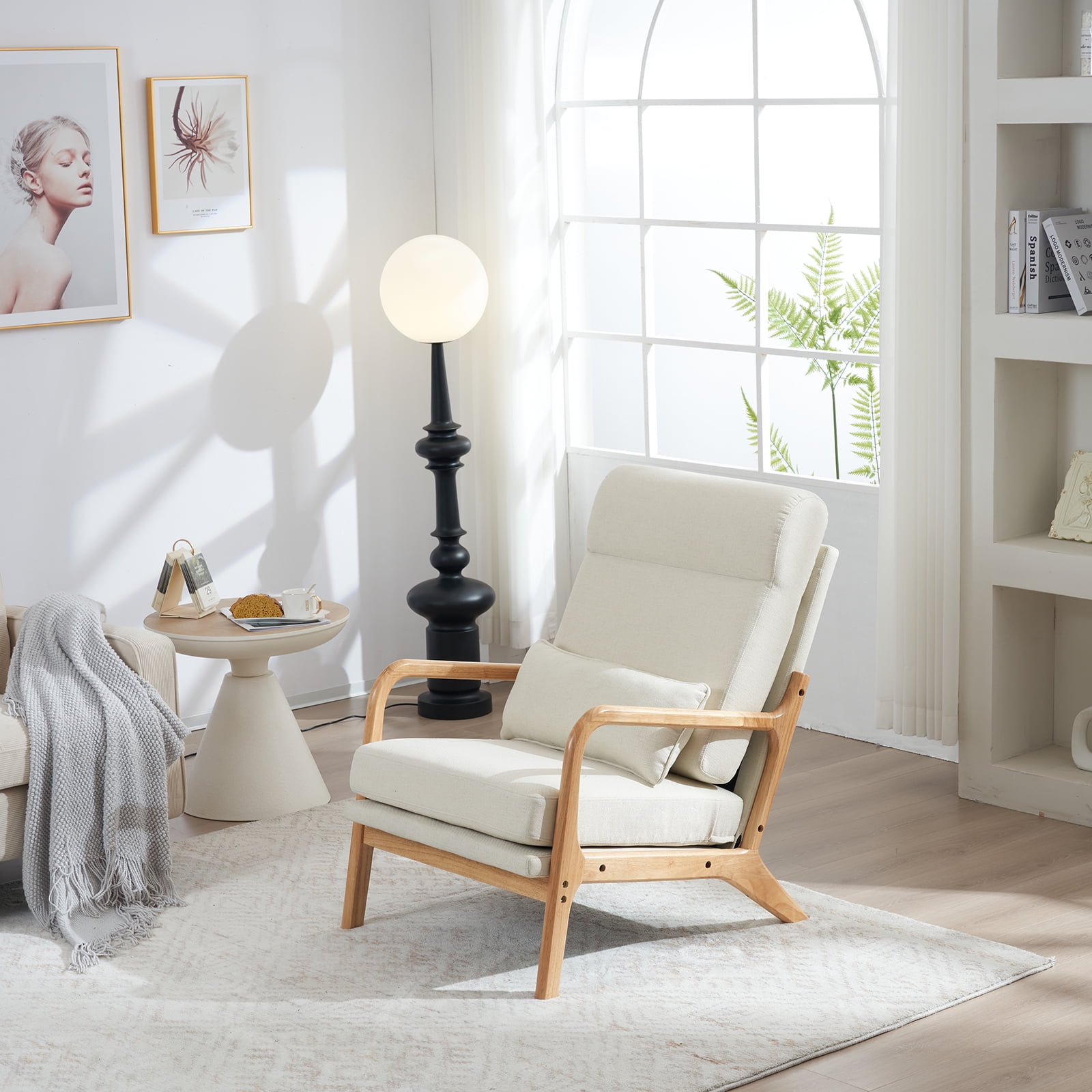 Ktaxon Mid Century Rocking Nursery Chair Solid Wood Frame