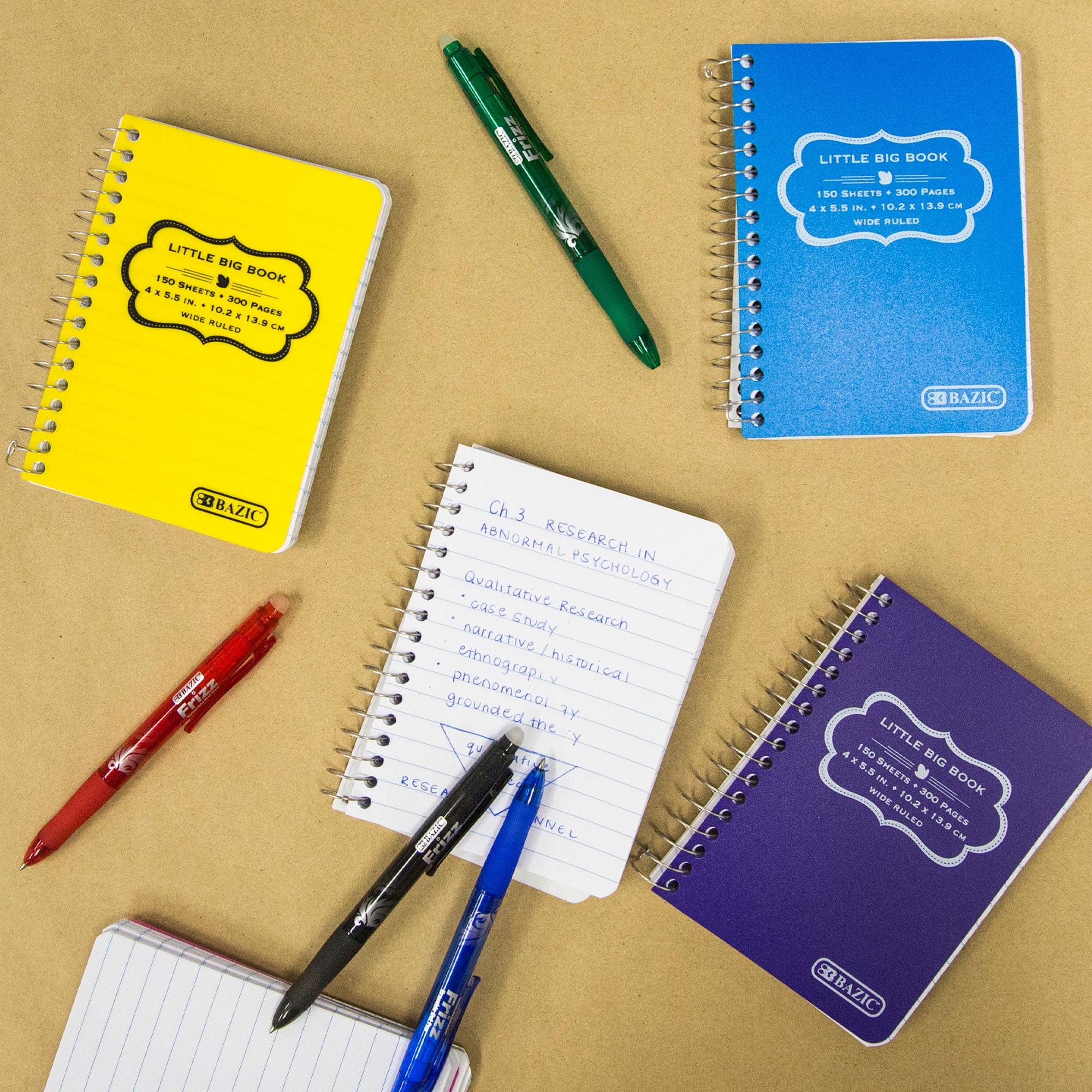 BAZIC 150 Ct. 4" X 5.5" Poly Cover Spiral Fat Book [5460]