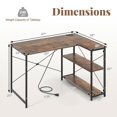thumbnail image 5 of Resenkos 47-Inch Reversible L-Shaped Corner Desk with Adjustable Shelves - Rustic Brown/Black, 5 of 8