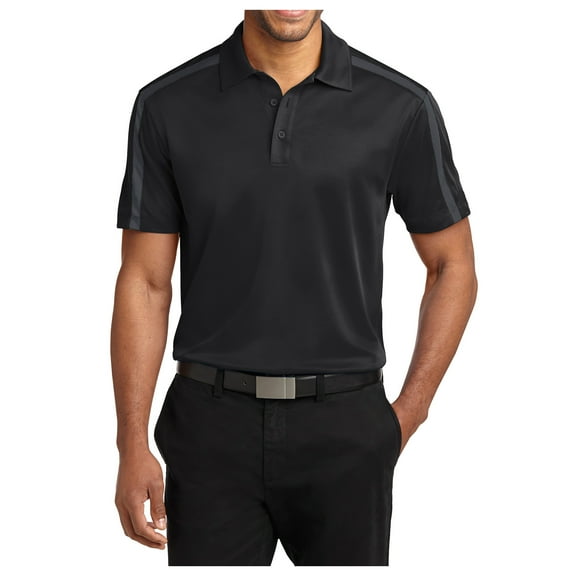 Yellow Rooster Men Stripe Polo Male T-Shirt Black/ Steel Grey XS