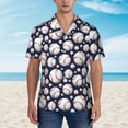thumbnail image 4 of Daiia Cute Basebal Hawaiian Shirt for Men Gentle Cotton Regular Short Sleeve Casual-Small, 4 of 9