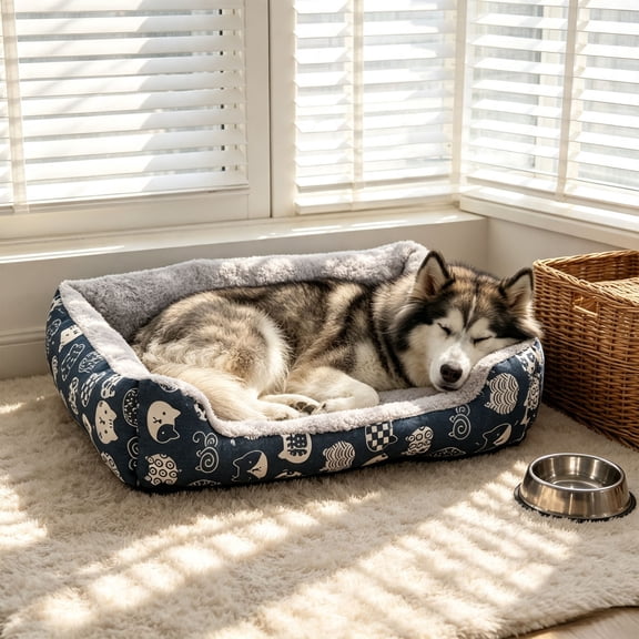 Soft Pet Sleeping bed, Rectangular Warm Indoor Rest Cushion for Small Medium Cats and Dogs All‑Season Pet Sofa Bed L