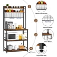 thumbnail image 4 of Walsunny Kitchen Bakers Rack with Power Outlet Shelves for Microwave with 10 Hooks Coffee Bar Cabinet Station and Kitchen Cart Vintage Brown, 4 of 8