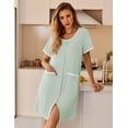 thumbnail image 2 of Ekouaer Nightgowns for Women Bamboo Viscose Button Down Sleep Shirts Short Sleeve Nightshirts House Dress with Pockets, 2 of 6