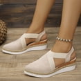 thumbnail image 3 of Dakaela Womens Wedges Sandals Closed Pointy Toe Platform Slip on Espadrille Elastic Criss Crooss Straps Slingback Summer Dressy Clogs Shoes Beige 6, 3 of 8