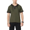 thumbnail image 3 of Camiseta de manga corta con capucha y sudadera para hombre, camiseta, verde militar, negro, S Speravity AP002510-01, 3 of 6