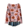 thumbnail image 4 of WTOBBY Women's Fashion Long Sleeve Halloween Print Sweater, Themed Pullover with Spooky Designs, Cozy and Stylish Top for Fall Parties and Events,Pink M, 4 of 5