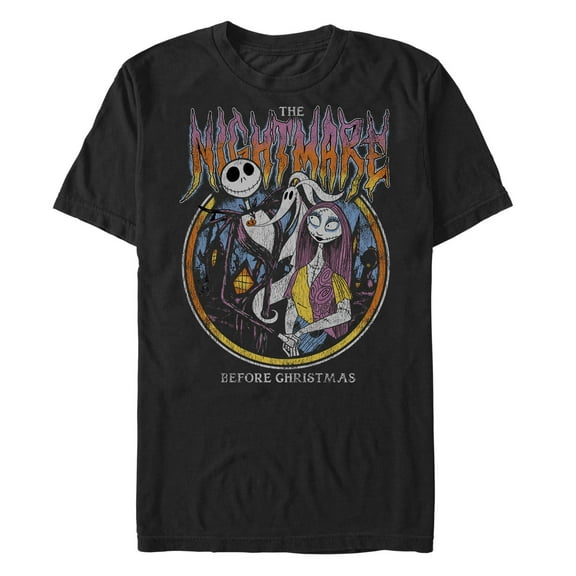 Men's The Nightmare Before Christmas Distressed Goth Family  Graphic T-Shirt