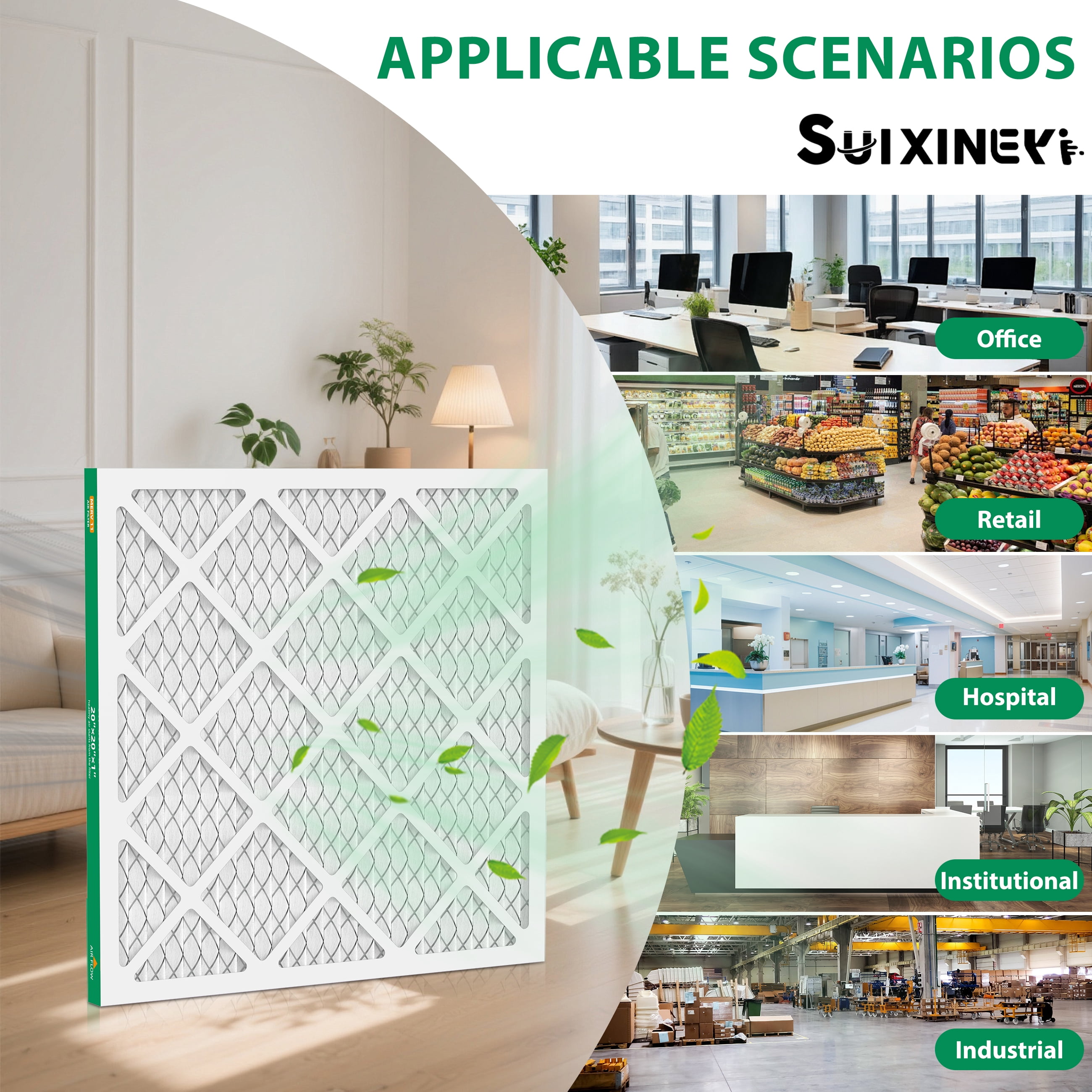 SUIXINEYI AC Filters 20X20X1 Furnace Air Filter, Pleated HVAC Air Filter MERV 11 MPR 1000, Allergen Defense,4 Filters