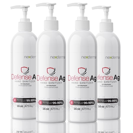 Nexderma Advanced Antibacterial Liquid Hand Sanitizer, 80% Ethyl Alcohol, Moisturizing Herbal Sanitizer - 16oz (4 Pack)