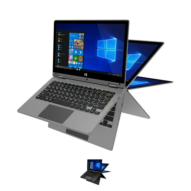 Ematic 11 6 2 In 1 Touchscreen Laptop With Windows 10 And Intel Celeron 4gb Ram 64 Gb Storage Silver Ewt118cs Walmart Com Walmart Com