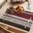 thumbnail image 3 of Red Floral Placemats Set of 8 Modern Farmhouse Leaves Brown Striped Place Mats Indoor Wipeable Table Mats Washable Cloth Dining Table Placemats for Kitchen Holiday Party Home Decor 13x19 Inch, 3 of 9