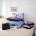 thumbnail image 6 of Erosebridal Cute Rainbow Unicorn 7pcs Bedding Comforter Set,Colorful Butterfly Purple Floral Queen Bedding Sets For Kids Girls,Reversible Black, 6 of 7