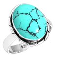 thumbnail image 1 of 925 Silver Ring For Women - Girls Blue Turquoise Stone Silver Ring Size 11 December Birthstone Costume Silver Ring Size 11 Gift For Women On Engagement 925 Gemstone Silver Jewelry, 1 of 6