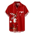 BOOMILK Mens Christmas Shirts Santa Claus Graphic Tees Short Sleeve Button Up Shirt Party