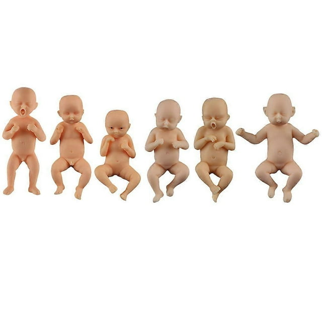 Baby Doll Figurine Mini Resin Figurines Decoration Realistic Style Hand-Carved Art 6Pcs