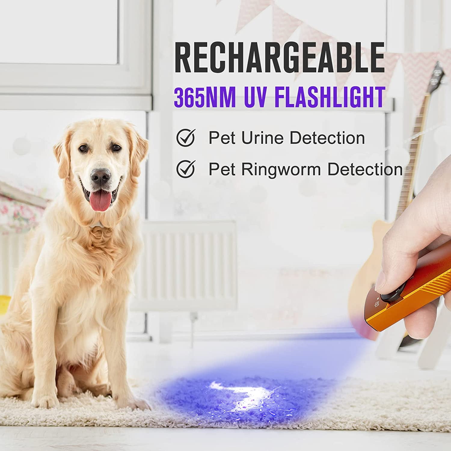 OLIGHT Arkfeld UV Rechargeable EDC Flashlight, 1000 Lumens White LED and 365nm Blacklight Combo for Outdoors, Emergency, Working, Pet Urine Detection (Orange)