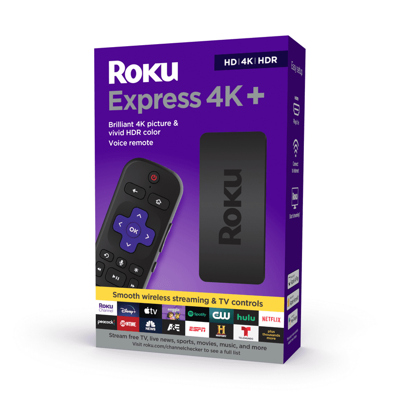 Roku Express 4K+ 2021 Streaming Media Player HD/4K/HDR with Smooth