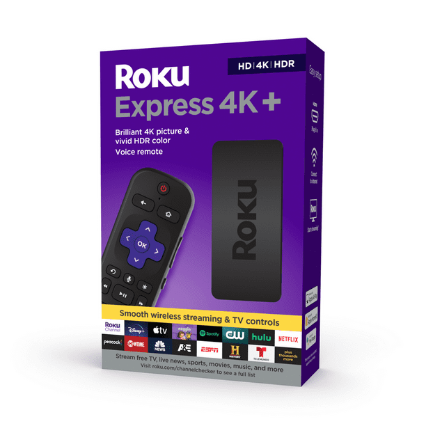 Roku Express 4K+ Streaming Player 4K/HD/HDR with Smooth Wi-Fi®, Premium HDMI® Cable, Voice Remote | 2021
