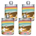 thumbnail image 2 of Clear Storage Jar 2.75x 4.13 Inches One Sizex2 Cotton Swabs Cans Translucent Plasticental Floss Cans Cotton Pads Cans Bathroom Canisters Sleeping Rainbow Cat, 2 of 7