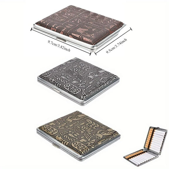 3pcs Cigarette Case Metal for 20 Cigarettes Cigarette Box with Snap Closure for Men Women Gift
