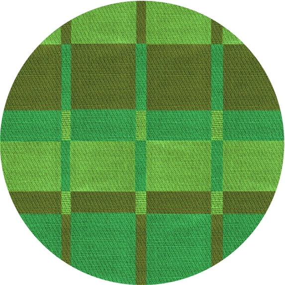 Ahgly Company Indoor Round Patterned Neon Green Area Rugs, 3' Round