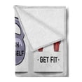 thumbnail image 2 of Fitness Soft Flannel Fleece Blanket, Modern Cartoon Style Motivation Phrases Caricature Style Push Yourself Get Fit, Cozy Plush for Indoor and Outdoor Use, 50" x 60", Red Grey Black, by Ambesonne, 2 of 5