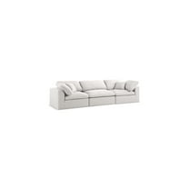 Meridian Furniture Serene Cream Durable Linen Fabric Deluxe Modular Sofa