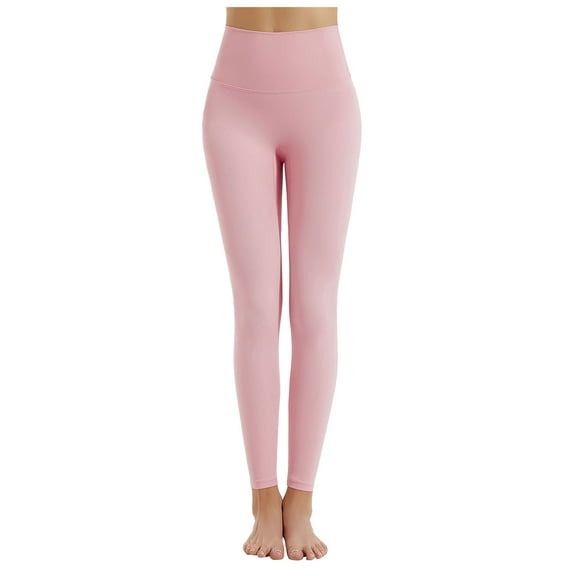 GEWSEY Women's High Rise Contour Bonded Ankle Legging Ultra High Legging Tight with Pockets (Pink, XXL)