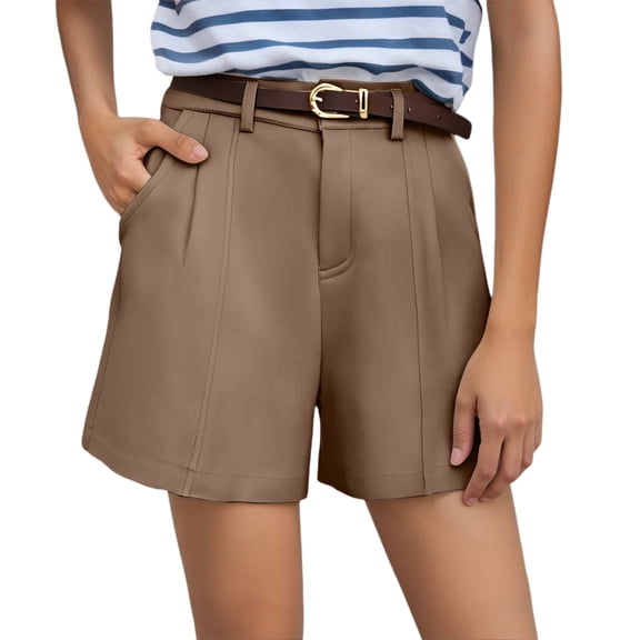 Women's Casual Dressy Shorts Elastic Waist Tailored Summer Work Pants with Pockets Comfortable Wide Leg Design