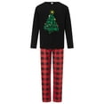 thumbnail image 2 of Pijamas navideños familiares a juego, camiseta de manga larga con estampado de árbol y pantalones a cuadros. Ropa de dormir para estar en casa., 2 of 10