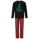 thumbnail image 2 of Pijamas navideños familiares a juego, camiseta de manga larga con estampado de árbol y pantalones a cuadros. Ropa de dormir para estar en casa., 2 of 10