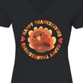 thumbnail image 4 of Inktastic Happy Thanksgiving with Cute Turkey Women's V-Neck T-Shirt, 4 of 5