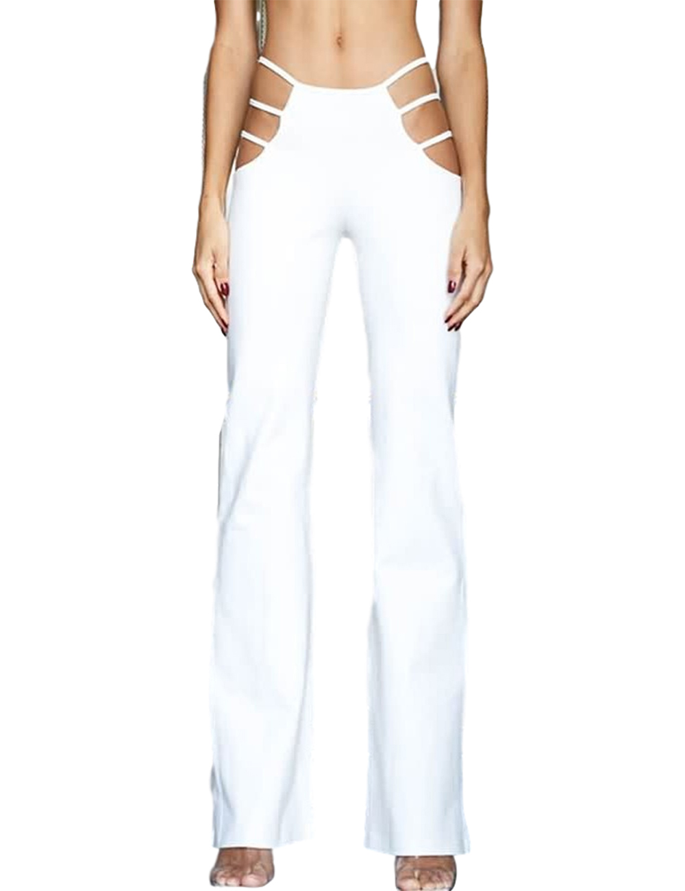 Ma\u0026Baby Women Cut Out Flare Pants Mid 