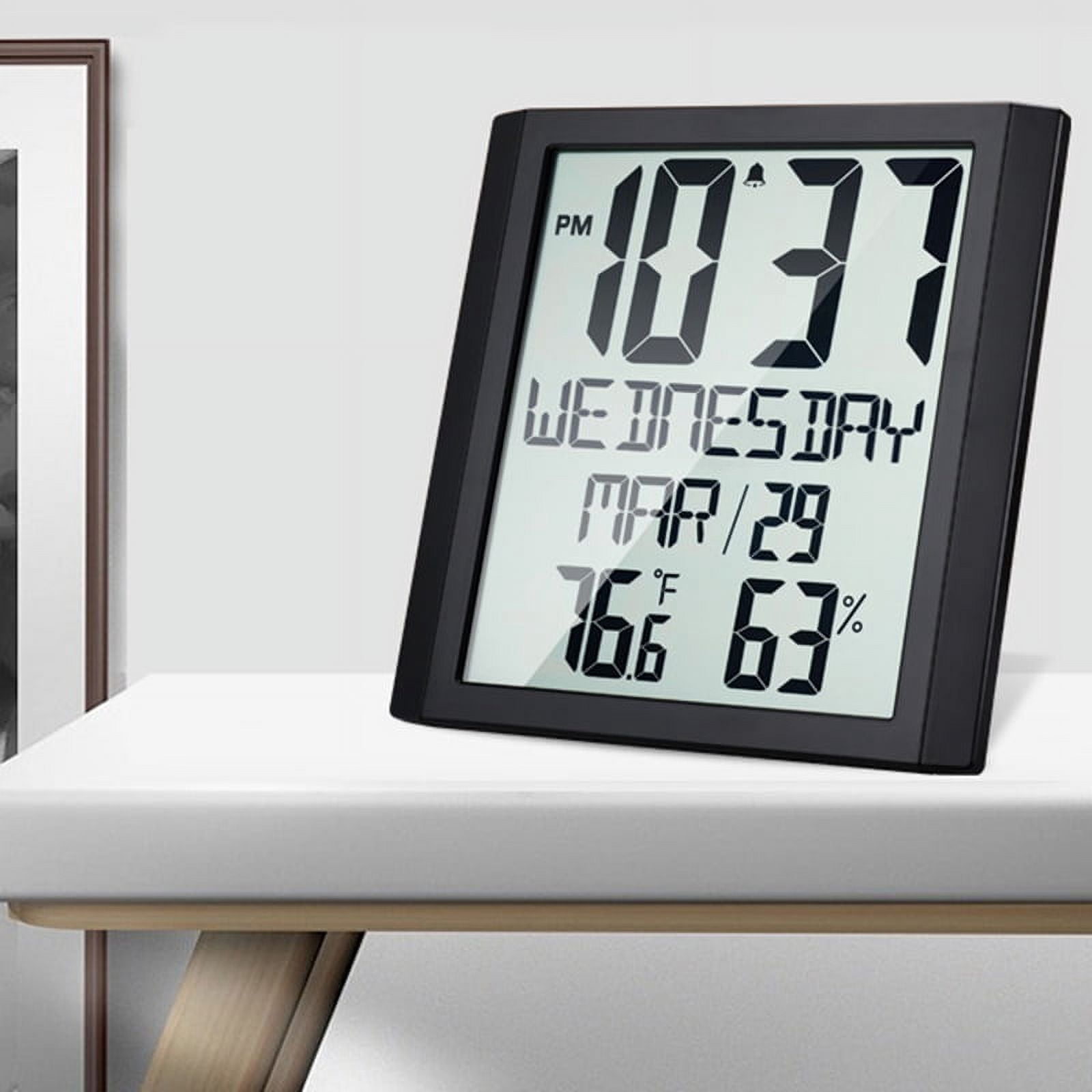 1 x temperature and humidity meter alarm clock-black