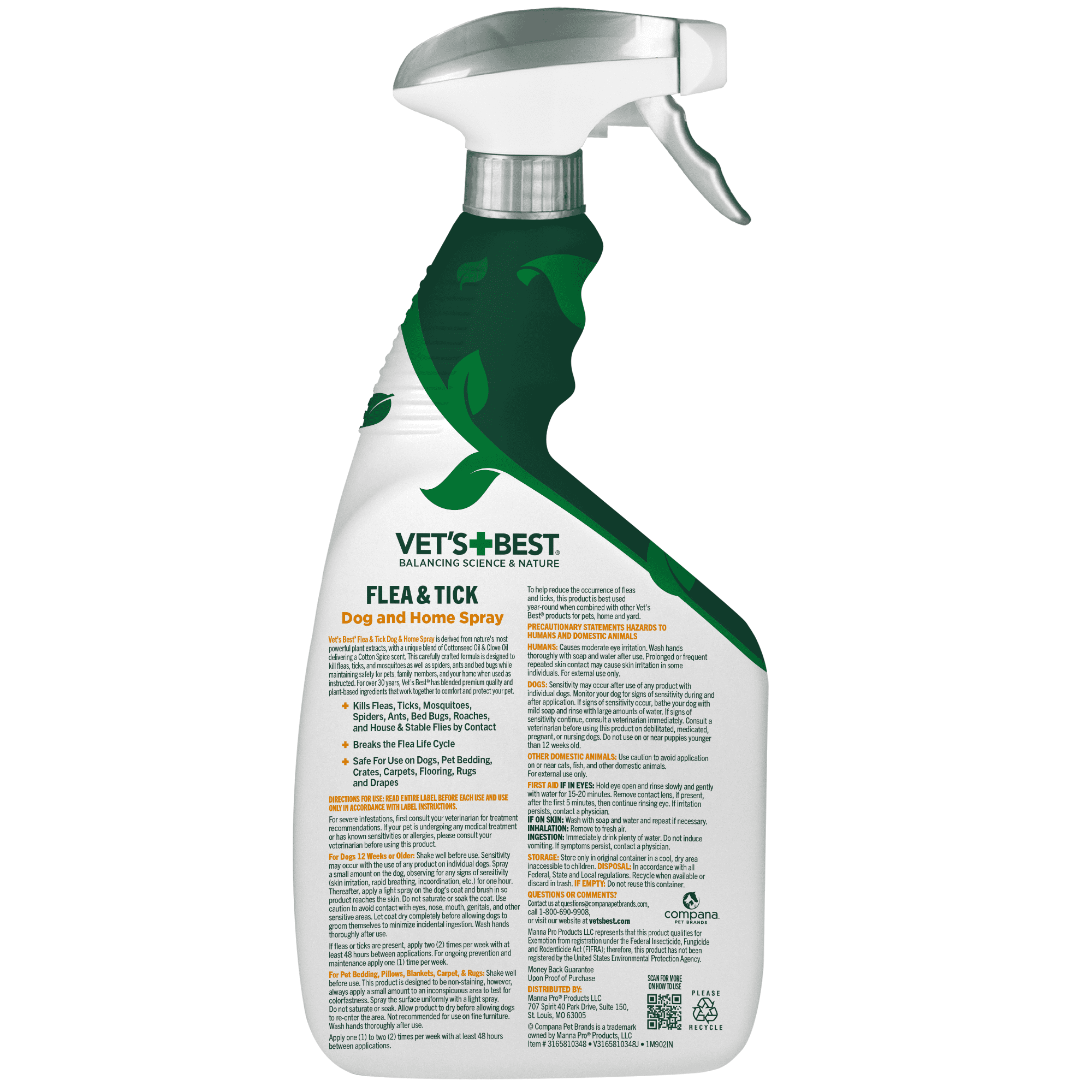 Vet's Best Flea and Tick Home Spray for Dogs - Peppermint Scent - 32oz.