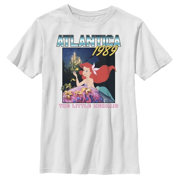 Boy's The Little Mermaid Ariel Atlantica 1989 Graphic Tee White X Small