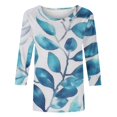 thumbnail image 5 of Weiqiqre Going Out Tops for Women 3/4 Sleeve Tops Crewneck Summer Solid Casual Tee Shirts Floral Printed Blouse Loose Dressy Tunic, 5 of 5