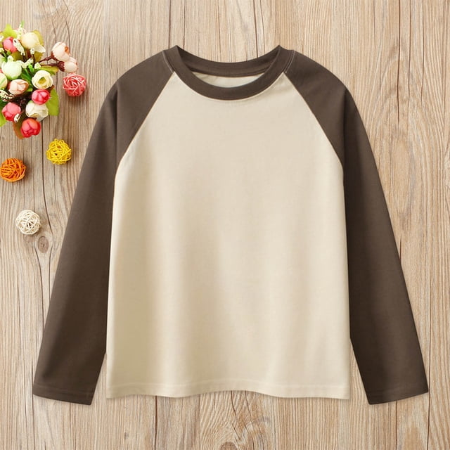 Chandails pour Enfants pour Filles Chandail à Manches Longues Filles Hauts d'Automne pour Enfants Col Rond T-Shirts de Base Coton Chandail Garçon Chandails pour Filles Taille 6-8 Ans
