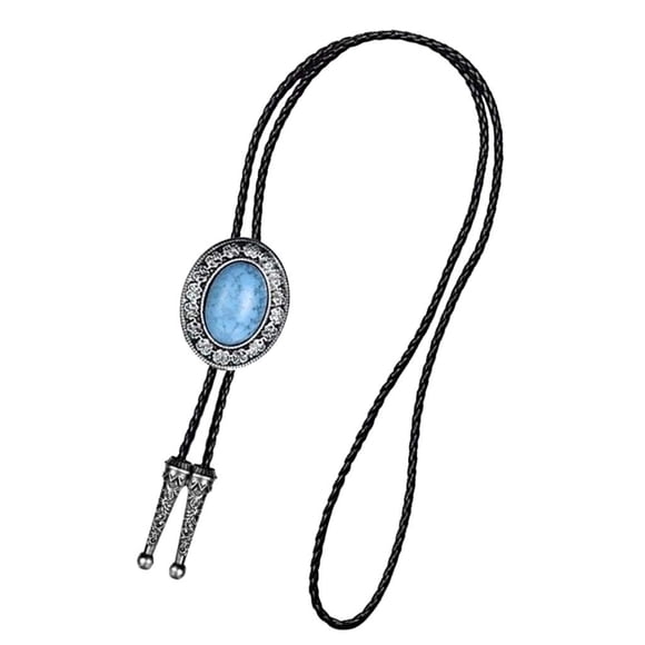 Sonducket Celtic Natural Stone Western Novelty Rodeo Bolo Blue Leather Necktie Necklace Tie Accesorios de disfraces